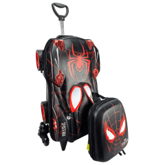 Mochila De Rodas Aranha Miles Morales 3D E Lancheira Maxtoy 3800bm23