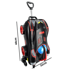 Mochila de Rodas Batman Batmóvel Clássico 3d Com Lancheira Maxtoy 3805pm19