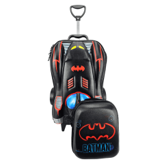 Mochila de Rodas Batman Batmóvel Clássico 3d Com Lancheira Maxtoy 3805pm19