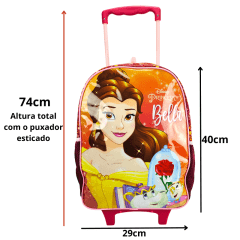 Mochila de Rodas Bella Princesa Disney com Lancheira Térmica Xeryus 11530