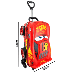 Mochila de Rodas Carros Disney Mcqueen 3d Com Lancheira Maxtoy 3851am22