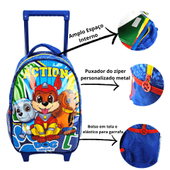 Mochila de Rodas com Alça de Costas Dog Hero Com lancheira e Estojo Seanite MR41424