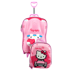 Mochila De Rodas Hello Kitty 3D E Lancheira Maxtoy 2823BM23