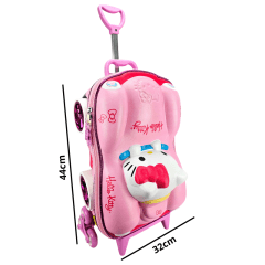 Mochila De Rodas Hello Kitty 3D E Lancheira Maxtoy 2823BM23