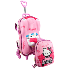 Mochila De Rodas Hello Kitty 3D E Lancheira Maxtoy 2823BM23