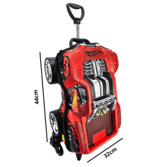 Mochila de Rodas Hot Wheels Dawgzilla Vermelho 3D Com Lancheira Maxtoy 2500dm20