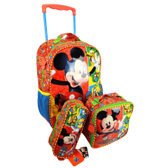 Mochila de Rodas Mickey Mouse Disney com Lancheira e Estojo 11610