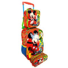 Mochila de Rodas Mickey Mouse Disney com Lancheira e Estojo 11610