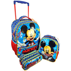 Mochila de Rodas Mickey Mouse Disney com Lancheira e Estojo 11620