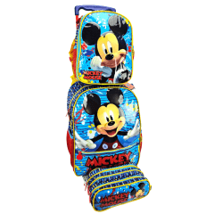 Mochila de Rodas Mickey Mouse Disney com Lancheira e Estojo 11620