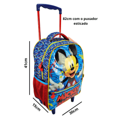 Mochila de Rodas Mickey Mouse Disney com Lancheira e Estojo 11620