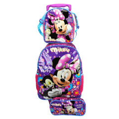 Mochila de Rodas Minnie Mouse Disney com Lancheira e Estojo Xeryus 11400