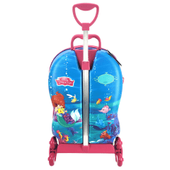 Mochila de Rodas Pequena Sereia Ariel 3D Com Lancheira Maxtoy 3855cm22