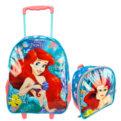 Mochila de Rodas Pequena Sereia Ariel com Lancheira Xeryus Disney 11480