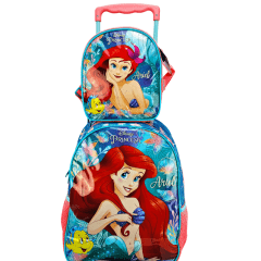 Mochila de Rodas Pequena Sereia Ariel com Lancheira Xeryus Disney 11480