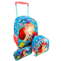 Mochila de Rodas Princesa Ariel com Lancheira e Estojo Xeryus 11480