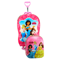 Mochila de Rodas Princesas Disney 3D Com Lancheira Maxtoy 3855AM22