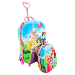 Mochila de Rodas Princesas Disney Castelo 3D Com Lancheira Maxtoy 3855NM23