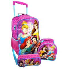 Mochila de Rodinha com Alça Princesas Disney Lancheira e Estojo Xeryus 11560