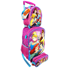 Mochila de Rodinha com Alça Princesas Disney Lancheira e Estojo Xeryus 11560