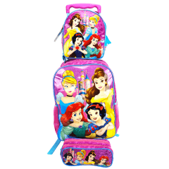 Mochila de Rodinha com Alça Princesas Disney Lancheira e Estojo Xeryus 11560