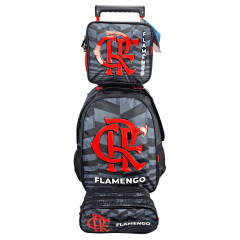 Mochila de Rodinha Flamengo Oficial com Lancheira Térmica e Estojo Triplo Xeryus 13550