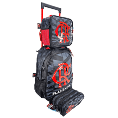 Mochila de Rodinha Flamengo Oficial com Lancheira Térmica e Estojo Triplo Xeryus 13550