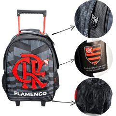 Mochila de Rodinha Flamengo Oficial com Lancheira Térmica e Estojo Triplo Xeryus 13550