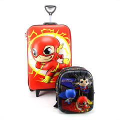 Mochila de Rodinha Flash DC Super Friends 3D Com Lancheira Maxtoy 2814CM20