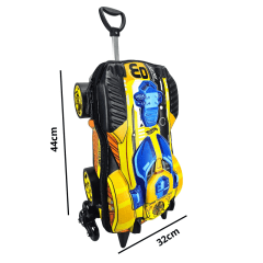 Mochila de Rodinha Hot Wheels Dune Soar Dourado 3D Com Lancheira Maxtoy 2500bm20