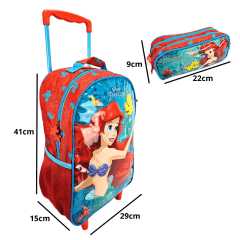 Mochila de Rodinha  Infantil Escolar Pequena Sereia Ariel com Estojo Xeryus 11490