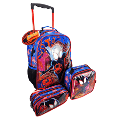 Mochila de Rodinha Miles Morales Aranha Verso com Lancheira e Estojo Xeryus 11680