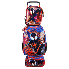 Mochila de Rodinha Miles Morales Aranha Verso com Lancheira e Estojo Xeryus 11680