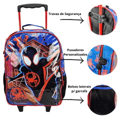 Mochila de Rodinha Miles Morales Aranha Verso com Lancheira e Estojo Xeryus 11680