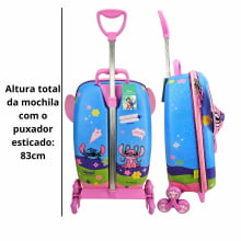 Kit Mochila de Rodinhas Angel e Stitch 3D Disney c/ Lancheira Maxtoy