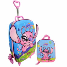 Kit Mochila de Rodinhas Angel e Stitch 3D Disney c/ Lancheira Maxtoy