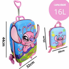 Kit Mochila de Rodinhas Angel e Stitch 3D Disney c/ Lancheira Maxtoy