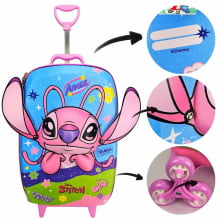 Kit Mochila de Rodinhas Angel e Stitch 3D Disney c/ Lancheira Maxtoy