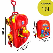 Kit Mochila de Rodinhas Homem de Ferro 3D c/ Lancheira Maxtoy Diplomata