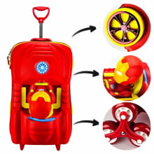 Kit Mochila de Rodinhas Homem de Ferro 3D c/ Lancheira Maxtoy Diplomata