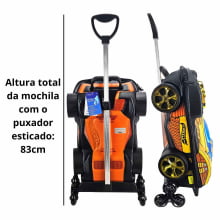 Kit Mochila de Rodinhas Hot Wheels 3D Dourada c/ Lancheira Maxtoy