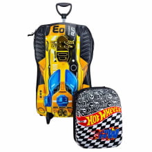 Kit Mochila de Rodinhas Hot Wheels 3D Dourada c/ Lancheira Maxtoy