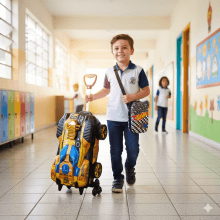 Kit Mochila de Rodinhas Hot Wheels 3D Dourada c/ Lancheira Maxtoy