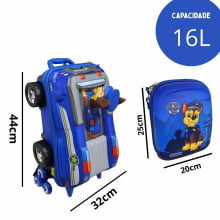 Kit Mochila de Rodinhas Patrulha Canina Chase 3D Carro c/ Lancheira Maxtoy