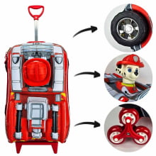 Kit Mochila de Rodinhas Patrulha Canina Marshall 3D Carro c/ Lancheira Maxtoy