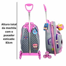 Kit Mochila de Rodinhas Patrulha Canina Skye 3D Nave c/ Lancheira Maxtoy