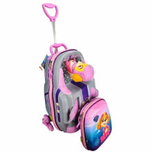 Kit Mochila de Rodinhas Patrulha Canina Skye 3D Nave c/ Lancheira Maxtoy