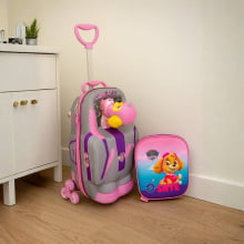Kit Mochila de Rodinhas Patrulha Canina Skye 3D Nave c/ Lancheira Maxtoy