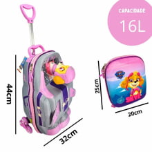 Kit Mochila de Rodinhas Patrulha Canina Skye 3D Nave c/ Lancheira Maxtoy