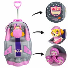 Kit Mochila de Rodinhas Patrulha Canina Skye 3D Nave c/ Lancheira Maxtoy